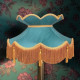 Teal and Gold Victorian Fabric Lampshades