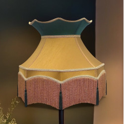 Mustard and Green Dorchester Downton Abbey Crown Fabric Lampshade