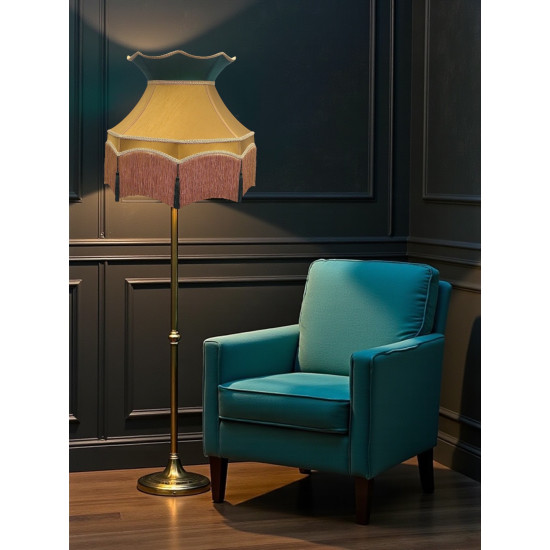 Mustard and Green Dorchester Downton Abbey Crown Fabric Lampshade