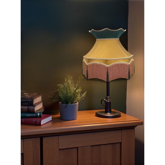 Mustard and Green Dorchester Downton Abbey Crown Fabric Lampshade