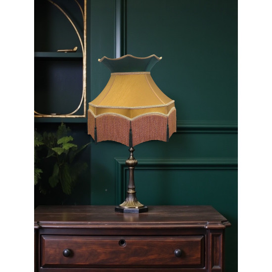 Mustard and Green Dorchester Downton Abbey Crown Fabric Lampshade