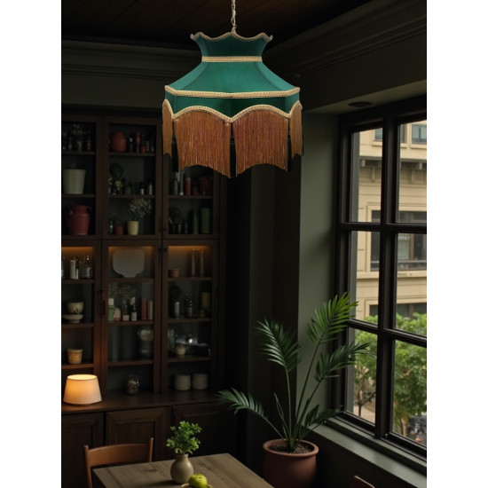 Holly Green Dorchester Downton Abbey Crown Fabric Lampshade