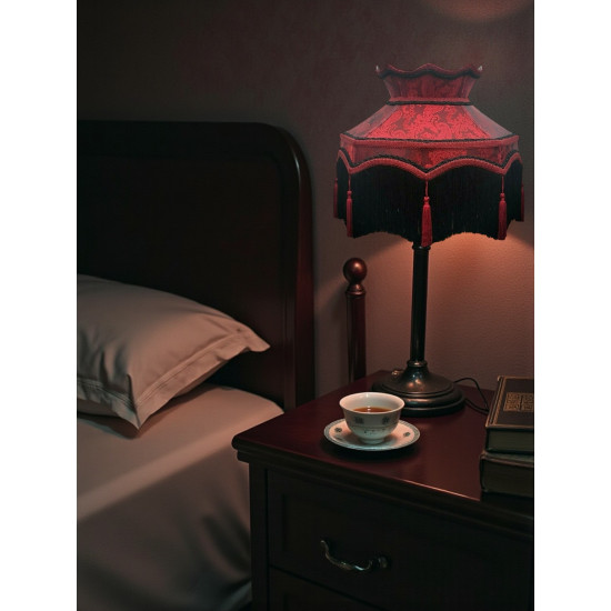 Paisley Jacquard Red Burgundy Dorchester Black Downton Abbey Crown Lampshade