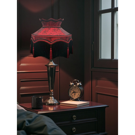 Paisley Jacquard Red Burgundy Dorchester Black Downton Abbey Crown Lampshade