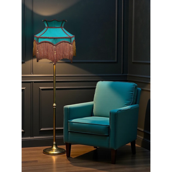 Teal Blue and Gold Dorchester Downton Abbey Crown Fabric Lampshade Teal Blue and Gold Dorchester Downton Abbey Crown Fabric Lampshade