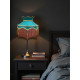 Teal Blue Gold Dorchester Downton Abbey Crown Fabric Lampshade