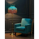 Teal Blue Gold Dorchester Downton Abbey Crown Fabric Lampshade