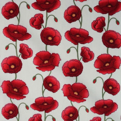Poplin Poppies Poppy Ivory Swatch Poplin Poppies Poppy Ivory Swatch