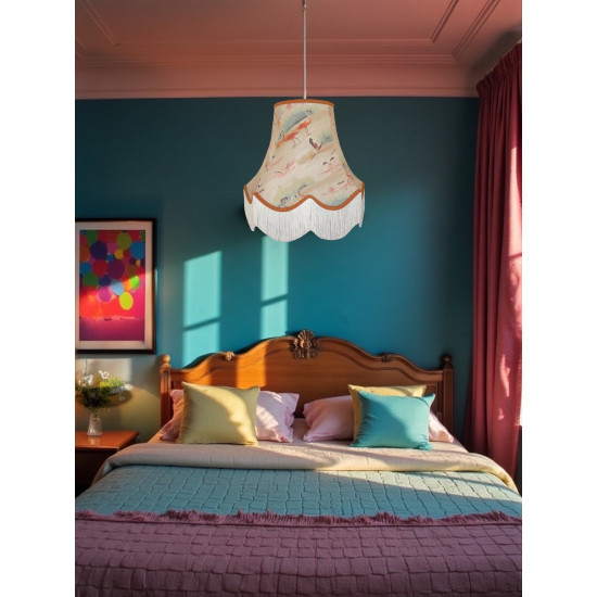 Beige Flamingo Fabric Scalloped Lampshades