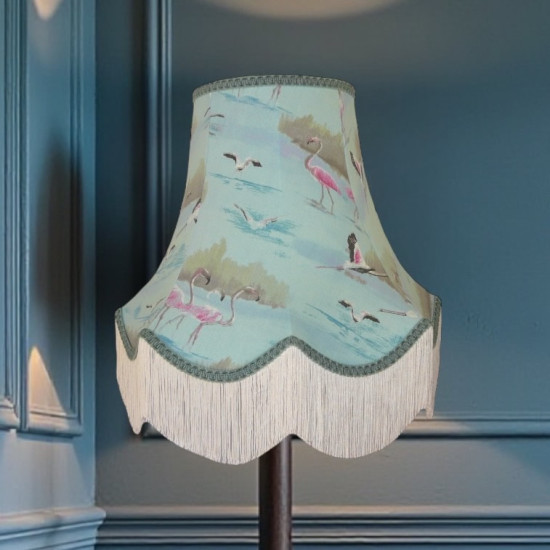 Blue Flamingo Fabric Scalloped Lampshades