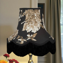 Black Hydrangea Floral Scalloped Fabric Lampshades