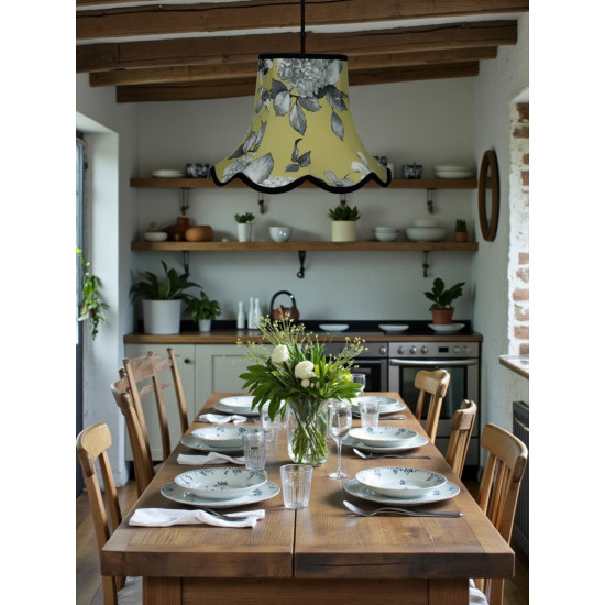 Green Hydrangea Floral Modern Fabric Lampshades