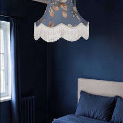 China Blue Hydrangea Floral Fabric Scalloped Lampshades