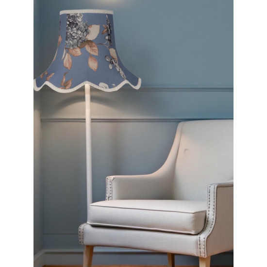 China Blue Hydrangea Floral Modern Fabric Scalloped Lampshades