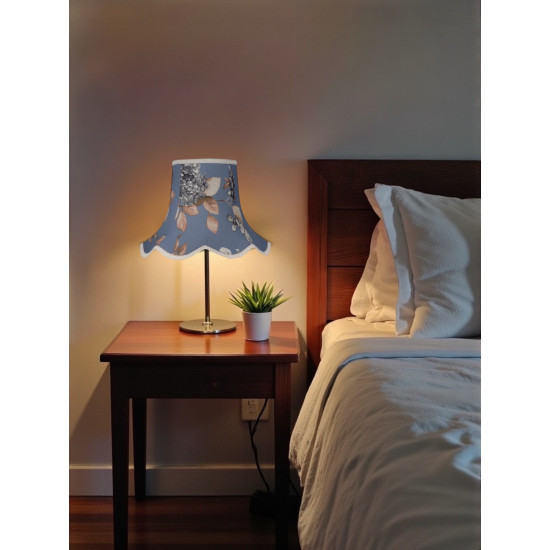 China Blue Hydrangea Floral Modern Fabric Scalloped Lampshades