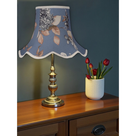 China Blue Hydrangea Floral Modern Fabric Scalloped Lampshades