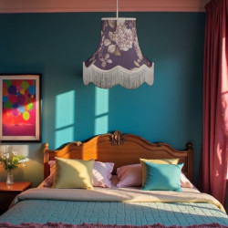 Purple Heather Floral Hydrangea Fabric Lampshades