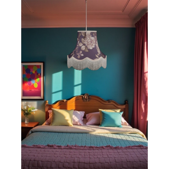 Purple Heather Floral Hydrangea Fabric Lampshades