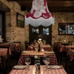 Rosewood Red Hydrangea Fabric Lampshades