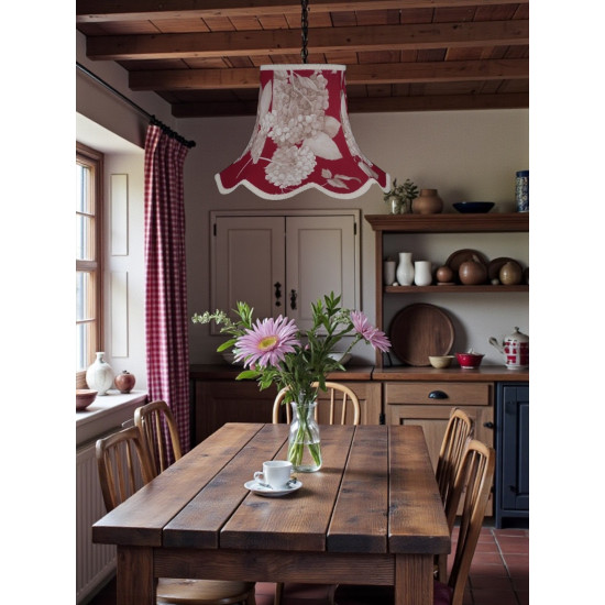 Rosewood Red Hydrangea Floral Modern Fabric Lampshades