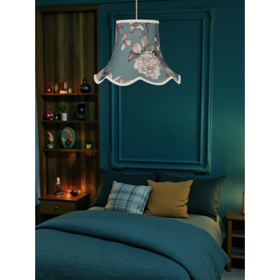 Teal Blue Hydrangea Floral Modern Fabric Lampshades