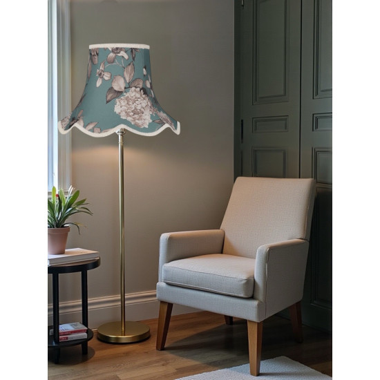 Teal Blue Hydrangea Floral Modern Fabric Lampshades
