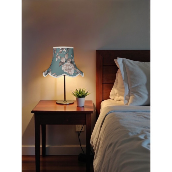 Teal Blue Hydrangea Floral Modern Fabric Lampshades