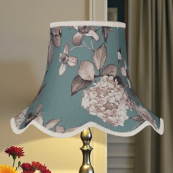 Teal Blue Hydrangea Floral Modern Fabric Lampshades