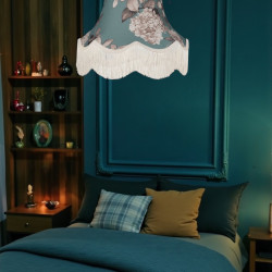 Teal Blue Hydrangea Fabric Lampshades