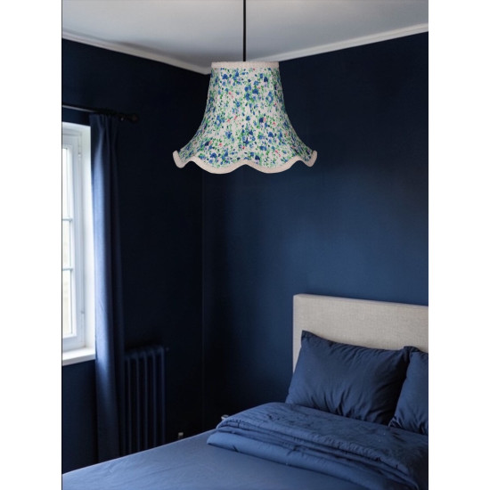 Blue Floral Modern Fabric Scalloped Lampshades
