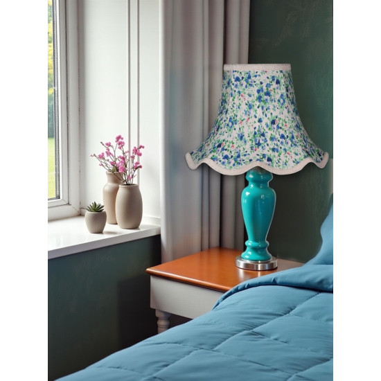 Blue Floral Modern Fabric Scalloped Lampshades