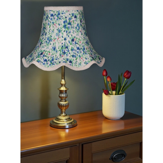 Blue Floral Modern Fabric Scalloped Lampshades