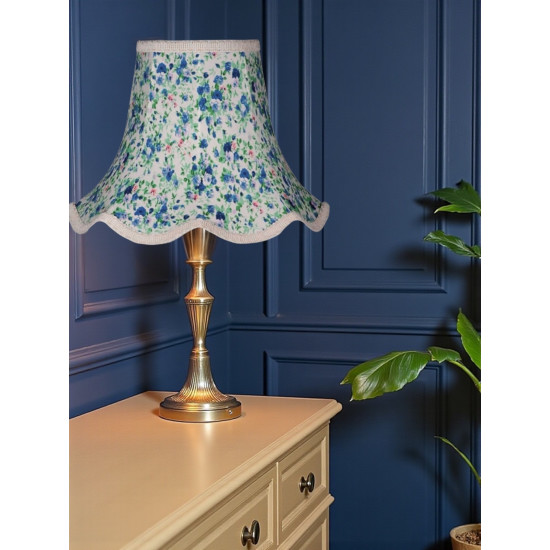 Blue Floral Modern Fabric Scalloped Lampshades