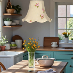 Cream Bouquet Floral Modern Fabric Lampshade