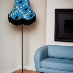 Blue Retro Floral Fabric Scalloped Bottom Lampshades
