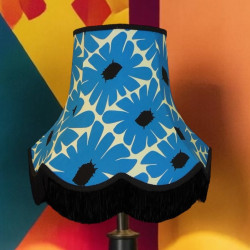 Blue Retro Floral Fabric Scalloped Bottom Lampshades