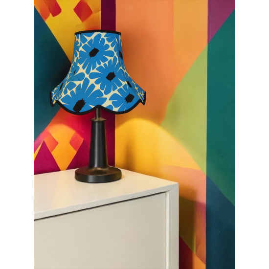 Blue Retro Floral Modern Fabric Scalloped Bottom Lampshades