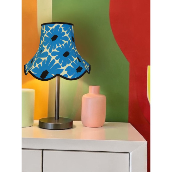 Blue Retro Floral Modern Fabric Scalloped Bottom Lampshades