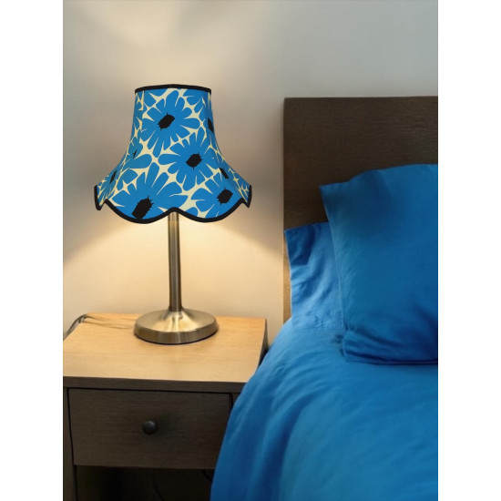Blue Retro Floral Modern Fabric Scalloped Bottom Lampshades