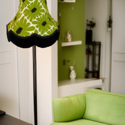 Green Retro Floral Fabric Scalloped Bottom Lampshades
