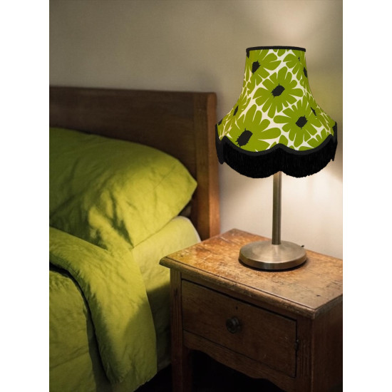 Green Retro Floral Fabric Scalloped Bottom Lampshades