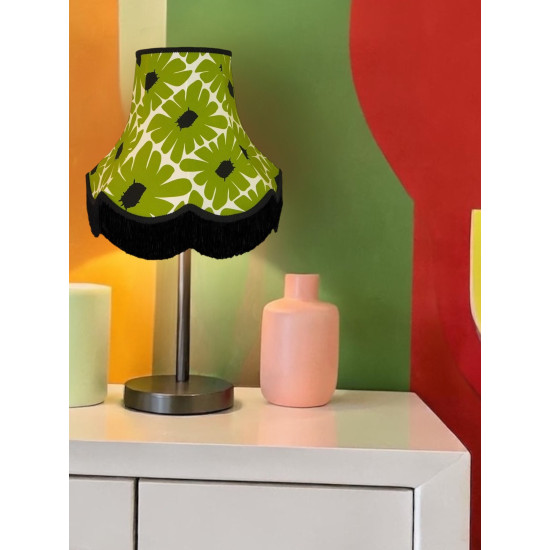 Green Retro Floral Fabric Scalloped Bottom Lampshades