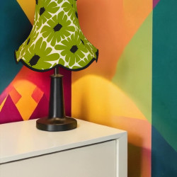 Green Retro Floral Modern Fabric Scalloped Bottom Lampshades