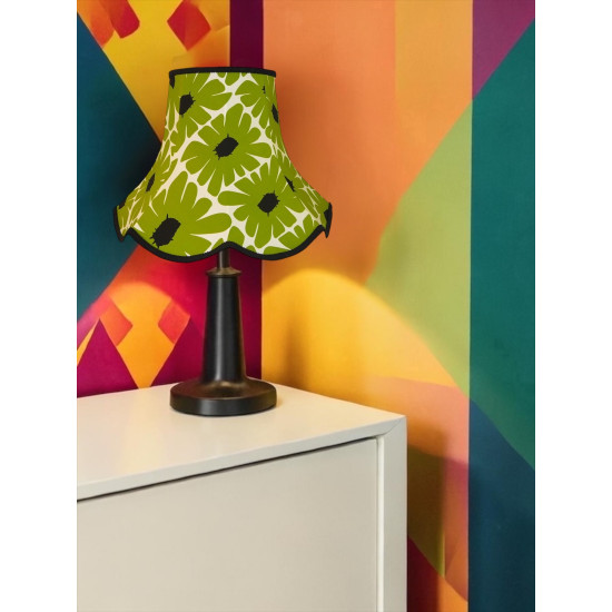 Green Retro Floral Modern Fabric Scalloped Bottom Lampshades
