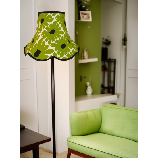 Green Retro Floral Modern Fabric Scalloped Bottom Lampshades
