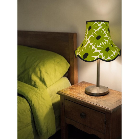 Green Retro Floral Modern Fabric Scalloped Bottom Lampshades