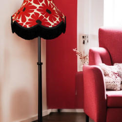 Red Retro Floral Fabric Scalloped Bottom Lampshades