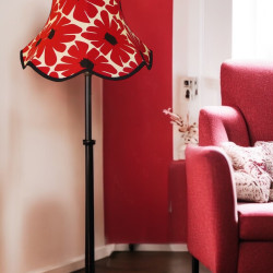 Red Retro Floral Modern Fabric Scalloped Bottom Lampshades