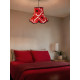 Red Retro Floral Modern Fabric Scalloped Bottom Lampshades