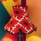 Red Retro Floral Modern Fabric Scalloped Bottom Lampshades